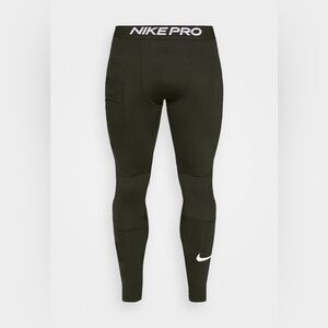 Men Nike Pro Warm Leggings Dark Green